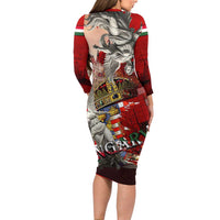 Hungary Long Sleeve Bodycon Dress Crowned with History Guarded by Angels