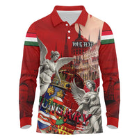 Hungary Long Sleeve Polo Shirt Crowned with History Guarded by Angels