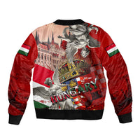 Hungary Sleeve Zip Bomber Jacket Crowned with History Guarded by Angels