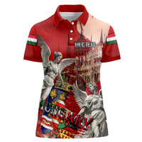 Hungary Women Polo Shirt Crowned with History Guarded by Angels