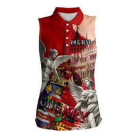 Hungary Women Sleeveless Polo Shirt Crowned with History Guarded by Angels