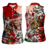 Hungary Women Sleeveless Polo Shirt Crowned with History Guarded by Angels