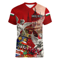 Hungary Women V-Neck T-Shirt Crowned with History Guarded by Angels