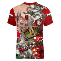 Hungary Women V-Neck T-Shirt Crowned with History Guarded by Angels