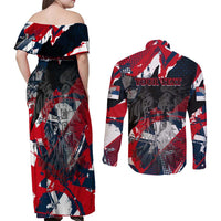 Serbia Couples Matching Off Shoulder Maxi Dress and Long Sleeve Button Shirt Like the Phoenix – Rising from Ashes with Pride and Power