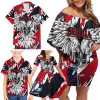 Serbia Family Matching Off Shoulder Short Dress and Hawaiian Shirt Like the Phoenix – Rising from Ashes with Pride and Power