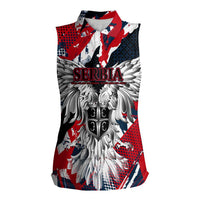 Serbia Women Sleeveless Polo Shirt Like the Phoenix – Rising from Ashes with Pride and Power
