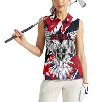 Serbia Women Sleeveless Polo Shirt Like the Phoenix – Rising from Ashes with Pride and Power
