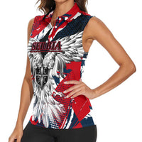 Serbia Women Sleeveless Polo Shirt Like the Phoenix – Rising from Ashes with Pride and Power
