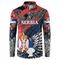 Serbia Button Sweatshirt Wings of the Nation Crown of Heritage