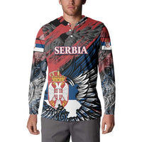 Serbia Button Sweatshirt Wings of the Nation Crown of Heritage