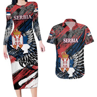 Serbia Couples Matching Long Sleeve Bodycon Dress and Hawaiian Shirt Wings of the Nation Crown of Heritage