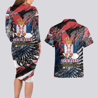 Serbia Couples Matching Long Sleeve Bodycon Dress and Hawaiian Shirt Wings of the Nation Crown of Heritage