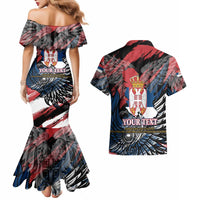 Serbia Couples Matching Mermaid Dress and Hawaiian Shirt Wings of the Nation Crown of Heritage