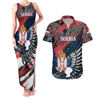 Serbia Couples Matching Tank Maxi Dress and Hawaiian Shirt Wings of the Nation Crown of Heritage