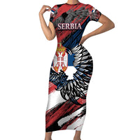 Serbia Family Matching Short Sleeve Bodycon Dress and Hawaiian Shirt Wings of the Nation Crown of Heritage