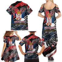 Serbia Family Matching Summer Maxi Dress and Hawaiian Shirt Wings of the Nation Crown of Heritage