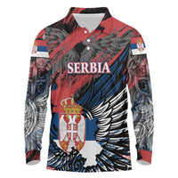 Serbia Long Sleeve Polo Shirt Wings of the Nation Crown of Heritage