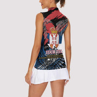 Serbia Women Sleeveless Polo Shirt Wings of the Nation Crown of Heritage
