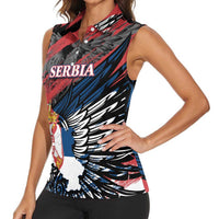 Serbia Women Sleeveless Polo Shirt Wings of the Nation Crown of Heritage