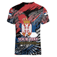 Serbia Women V-Neck T-Shirt Wings of the Nation Crown of Heritage
