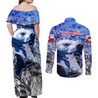 Greenland Couples Matching Off Shoulder Maxi Dress and Long Sleeve Button Shirt Polar Bear Power You Snow Much