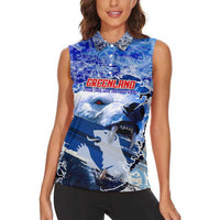 Greenland Women Sleeveless Polo Shirt Polar Bear Power You Snow Much