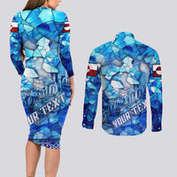 Greenland Hometown Couples Matching Long Sleeve Bodycon Dress and Long Sleeve Button Shirt Land of Ice Land of Wonder Land of Heart