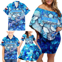 Greenland Hometown Family Matching Off Shoulder Short Dress and Hawaiian Shirt Land of Ice Land of Wonder Land of Heart