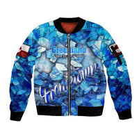 Greenland Hometown Sleeve Zip Bomber Jacket Land of Ice Land of Wonder Land of Heart