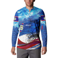 Belize One Flag One Heart Button Sweatshirt Caribbean Heartbeat - Where Compass Meets Culture
