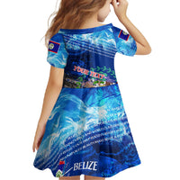 Belize One Flag One Heart Family Matching Long Sleeve Bodycon Dress and Hawaiian Shirt Caribbean Heartbeat - Where Compass Meets Culture