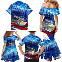 Belize One Flag One Heart Family Matching Mermaid Dress and Hawaiian Shirt Caribbean Heartbeat - Where Compass Meets Culture