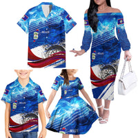 Belize One Flag One Heart Family Matching Off The Shoulder Long Sleeve Dress and Hawaiian Shirt Caribbean Heartbeat - Where Compass Meets Culture