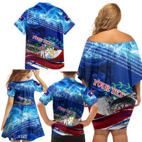 Belize One Flag One Heart Family Matching Off Shoulder Short Dress and Hawaiian Shirt Caribbean Heartbeat - Where Compass Meets Culture