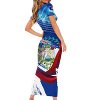 Belize One Flag One Heart Family Matching Short Sleeve Bodycon Dress and Hawaiian Shirt Caribbean Heartbeat - Where Compass Meets Culture