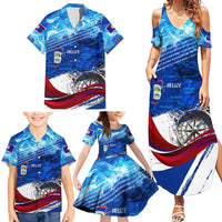Belize One Flag One Heart Family Matching Summer Maxi Dress and Hawaiian Shirt Caribbean Heartbeat - Where Compass Meets Culture