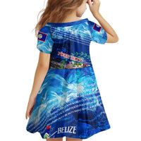 Belize One Flag One Heart Kid Short Sleeve Dress Caribbean Heartbeat - Where Compass Meets Culture