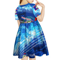 Belize One Flag One Heart Kid Short Sleeve Dress Caribbean Heartbeat - Where Compass Meets Culture