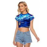 Belize One Flag One Heart Raglan Cropped T Shirt Caribbean Heartbeat - Where Compass Meets Culture