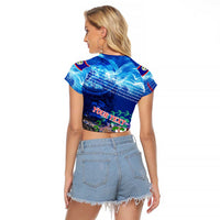 Belize One Flag One Heart Raglan Cropped T Shirt Caribbean Heartbeat - Where Compass Meets Culture