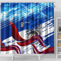 Belize One Flag One Heart Shower Curtain Caribbean Heartbeat - Where Compass Meets Culture