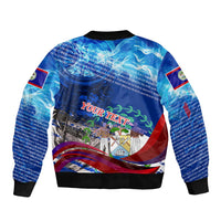 Belize One Flag One Heart Sleeve Zip Bomber Jacket Caribbean Heartbeat - Where Compass Meets Culture
