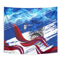 Belize One Flag One Heart Tapestry Caribbean Heartbeat - Where Compass Meets Culture