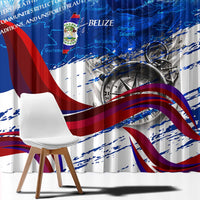 Belize One Flag One Heart Window Curtain Caribbean Heartbeat - Where Compass Meets Culture