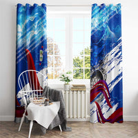 Belize One Flag One Heart Window Curtain Caribbean Heartbeat - Where Compass Meets Culture