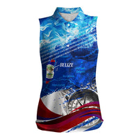 Belize One Flag One Heart Women Sleeveless Polo Shirt Caribbean Heartbeat - Where Compass Meets Culture