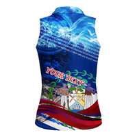 Belize One Flag One Heart Women Sleeveless Polo Shirt Caribbean Heartbeat - Where Compass Meets Culture