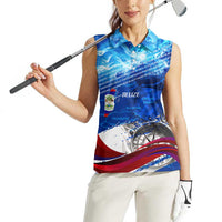 Belize One Flag One Heart Women Sleeveless Polo Shirt Caribbean Heartbeat - Where Compass Meets Culture