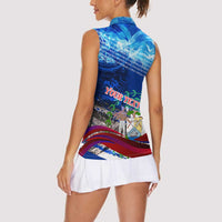 Belize One Flag One Heart Women Sleeveless Polo Shirt Caribbean Heartbeat - Where Compass Meets Culture